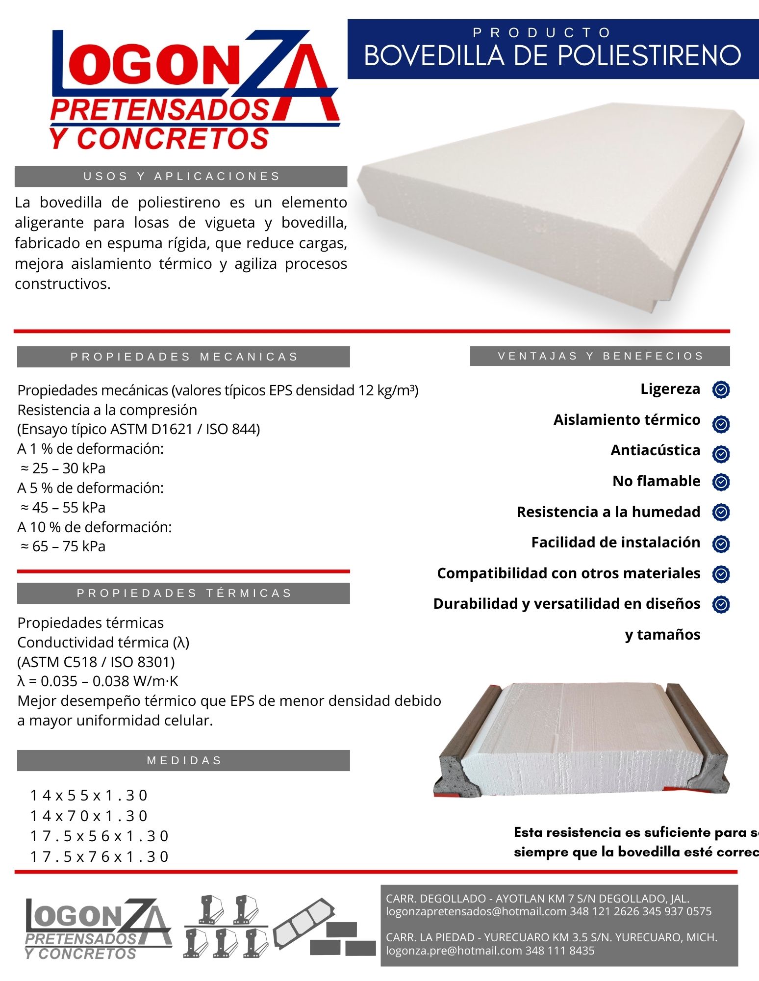 Ficha técnica Bovedilla de Poliestireno